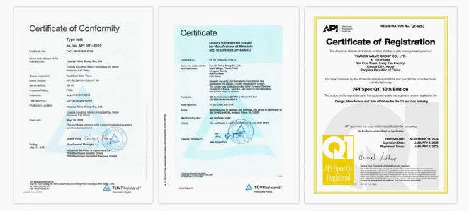 valve certificate valve certificate