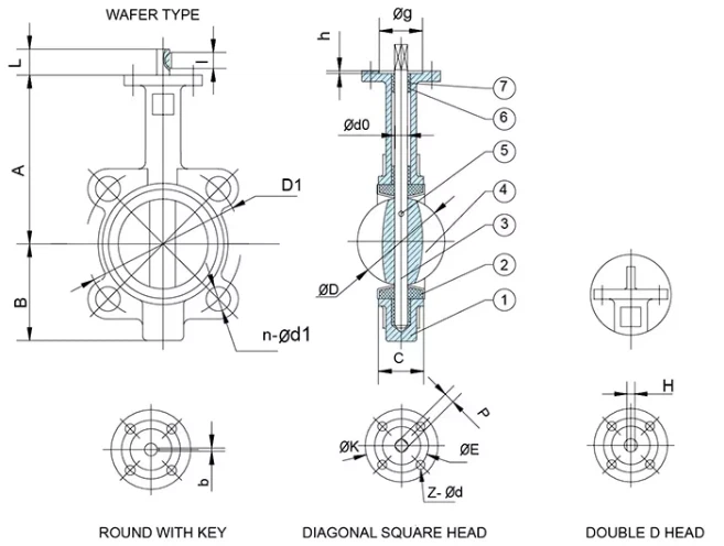 Technical Drawning of wafer butterfly valve Technical Drawning of wafer butterfly valve
