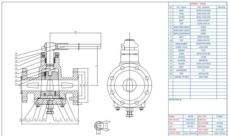 Drawning Of RTJ Flanges Plug Valve - 2inche - 900LB - A216WCB Drawning Of RTJ Flanges Plug Valve - 2inche - 900LB - A216WCB