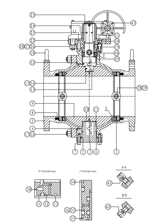 2-Pc Cast Trunnion Mounted Soft Seated Ball Valve Drawing 2-Pc Cast Trunnion Mounted Soft Seated Ball Valve Drawing