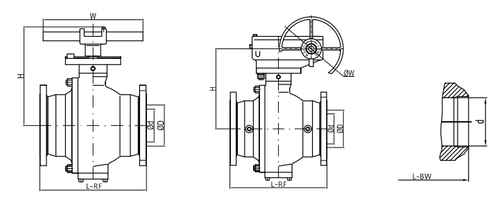 2-Pc Cast Trunnion Mounted Soft Seated Ball Valve Dimension & Weight 2-Pc Cast Trunnion Mounted Soft Seated Ball Valve Dimension & Weight