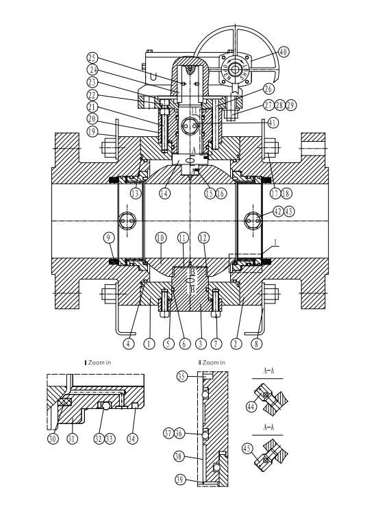 3-Pc Forged Trunnion Mounted Soft Seated Ball Valve Drawing 3-Pc Forged Trunnion Mounted Soft Seated Ball Valve Drawing