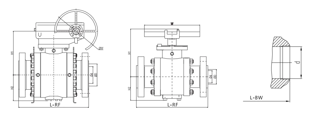 3-pc Forged Trunnion Mounted Soft Seated Ball Valve Dimension & Weight 3-pc Forged Trunnion Mounted Soft Seated Ball Valve Dimension & Weight