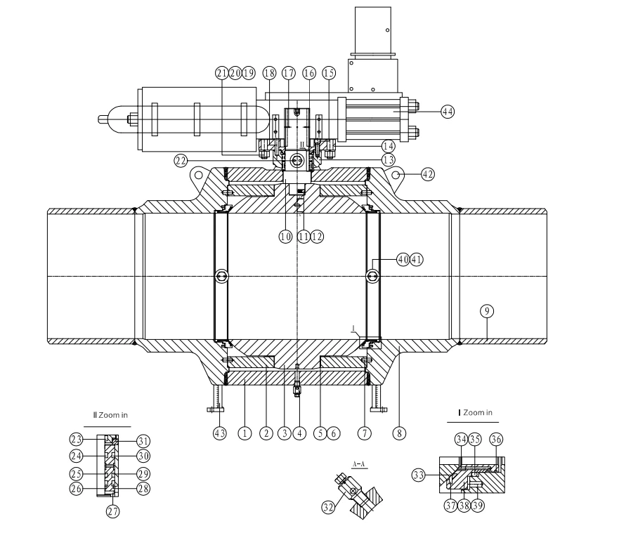 Fully Welded Trunnion Mounted Soft Seated Ball Valve Drawing Fully Welded Trunnion Mounted Soft Seated Ball Valve Drawing